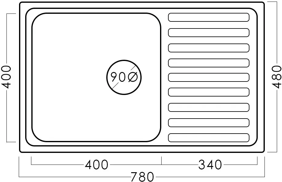 Мойка Fabiano 78х48cm R (Inox)