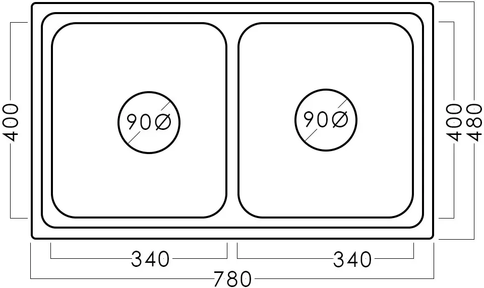 Chiuveta Fabiano 78x48cm (Inox)