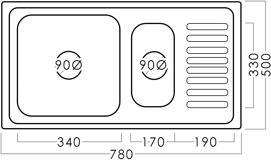 Chiuveta Fabiano 78x50cm R (Inox)