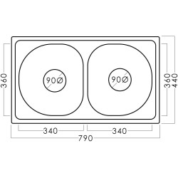 Chiuveta Fabiano 79x44cm L (Inox) Thumb