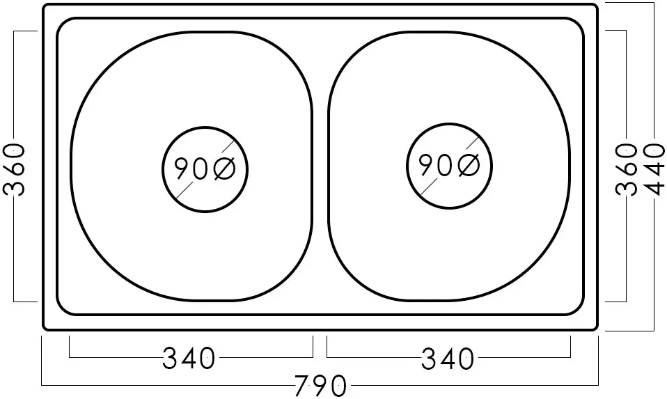 Chiuveta Fabiano 79x44cm L (Inox)