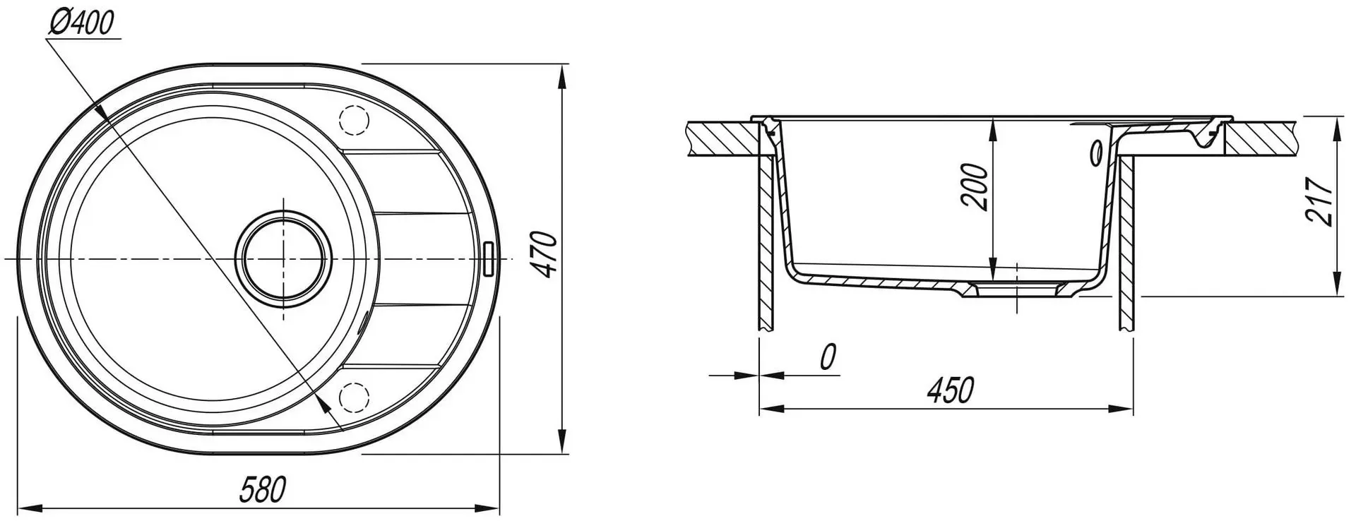 Кухонная мойка Florentina Rodos 580 (Jasmine)