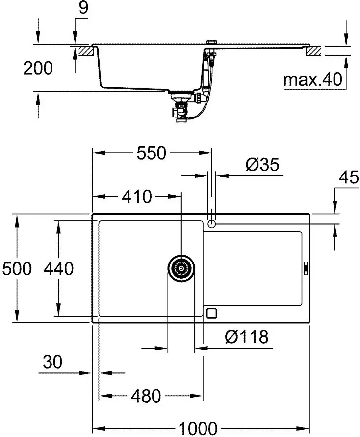 Chiuveta Grohe 31645AP0 (Granite Black)