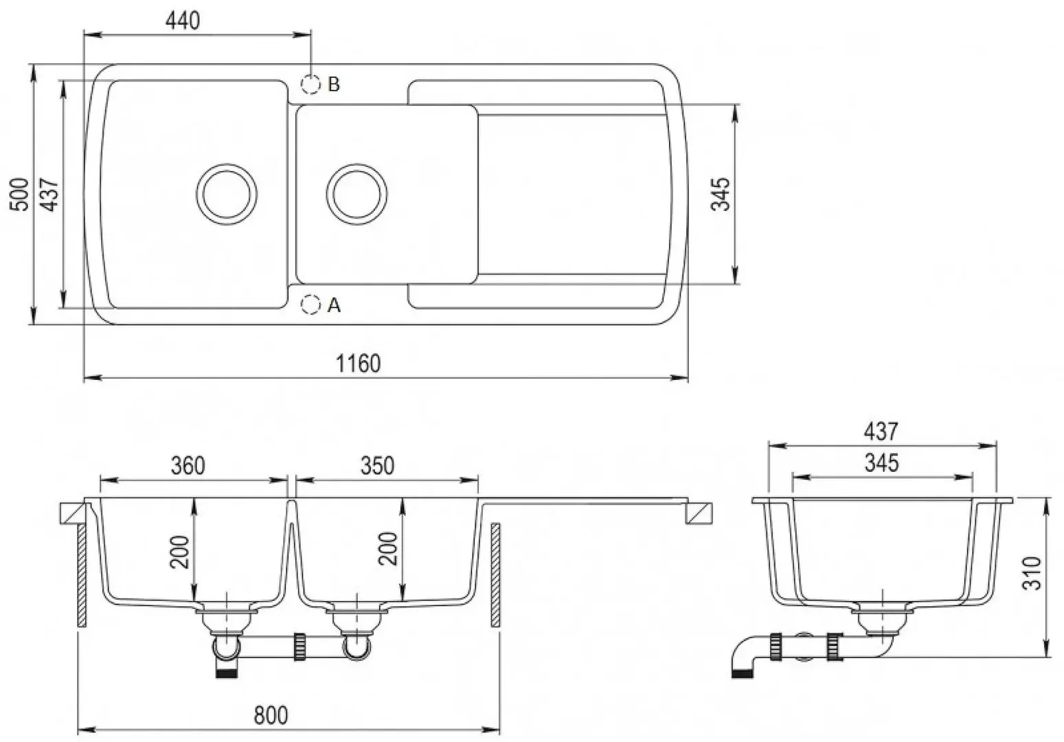 Кухонная мойка Helika Lira SQL201AW