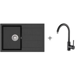  Кухонная мойка + смеситель Helika Tesa SQT101AW + 5523 (Black)