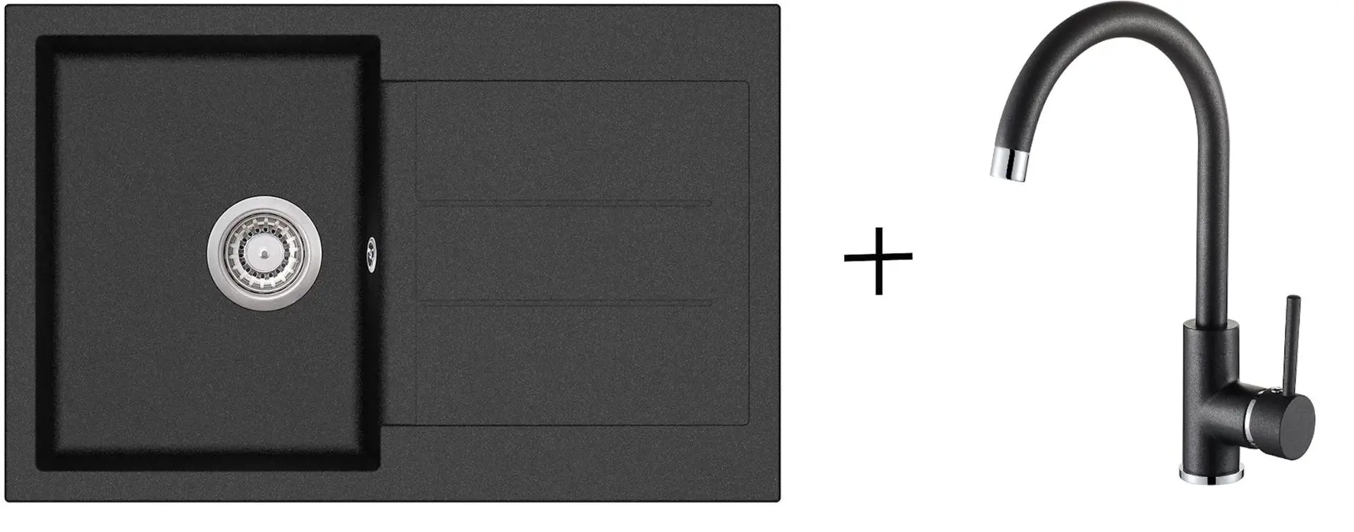  Кухонная мойка + смеситель Helika Tesa SQT101AW + 5523 (Black)