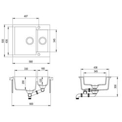 Кухонная мойка Helika Tesa SQT150AW Thumb