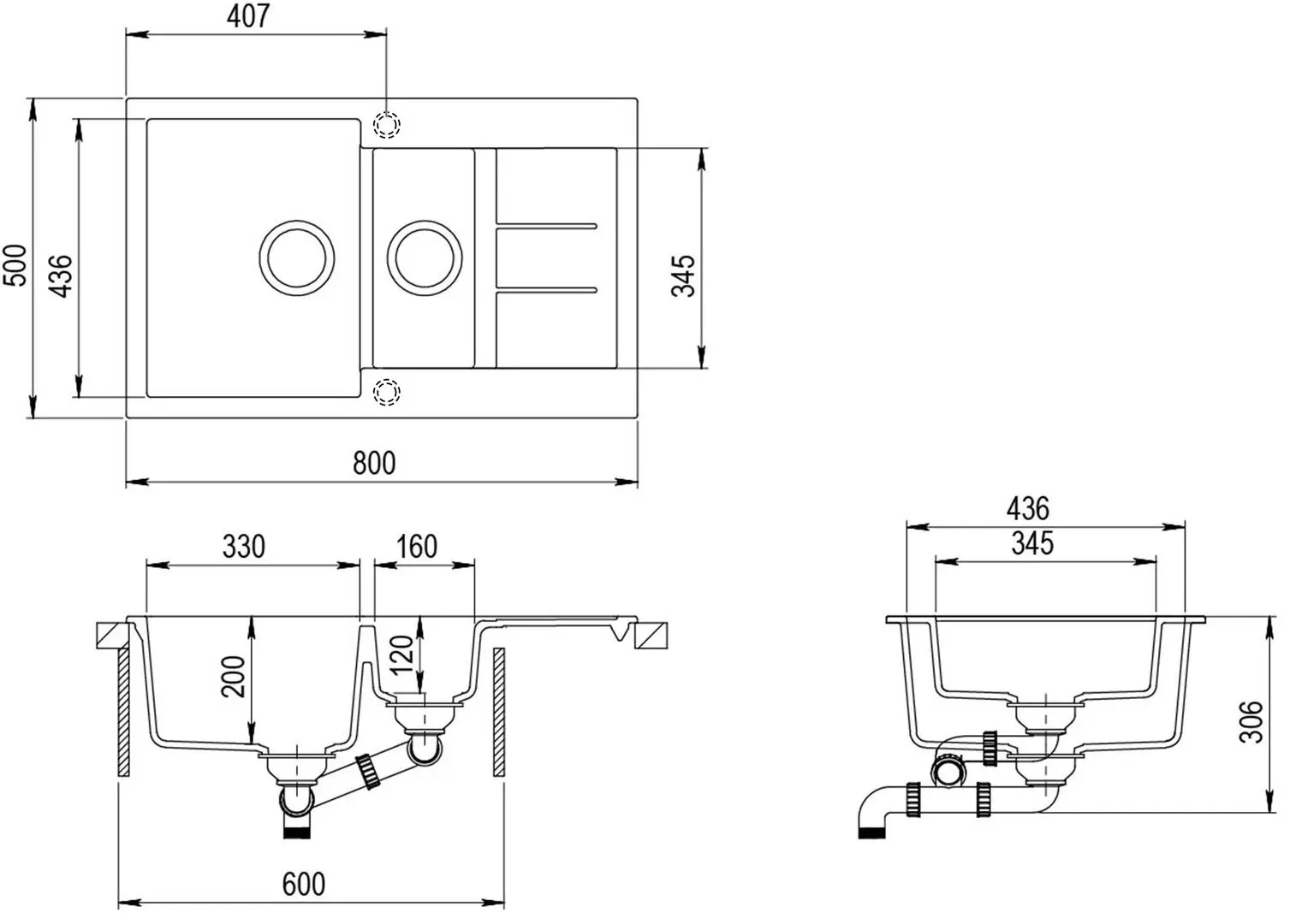 Кухонная мойка Helika Tesa SQT151AW
