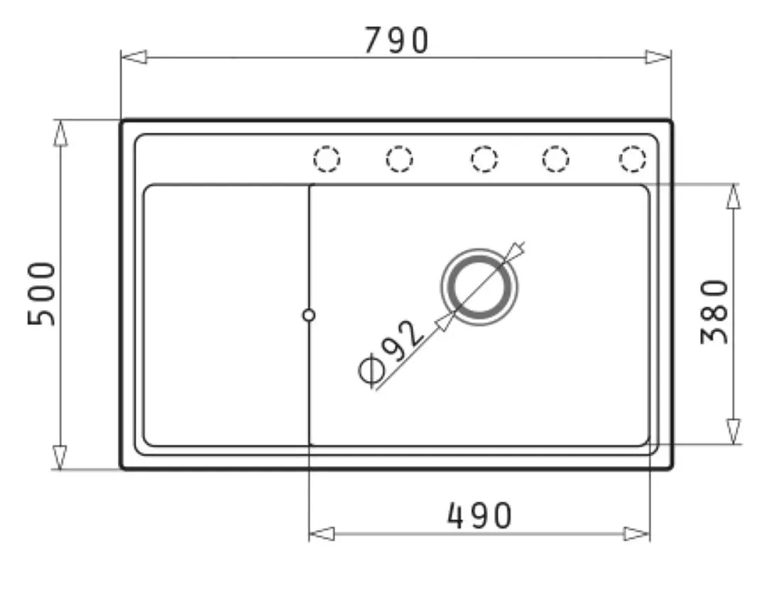 Chiuveta Pyramis Camea 79x50 1B 1D R (Black)