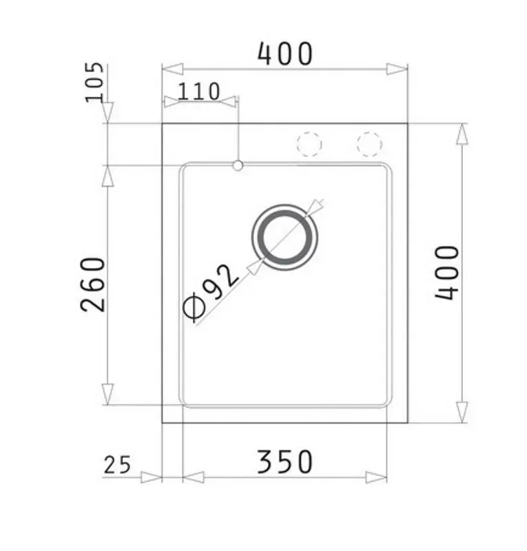 Chiuveta Pyramis Camea Mini 40x40 1B (Black)