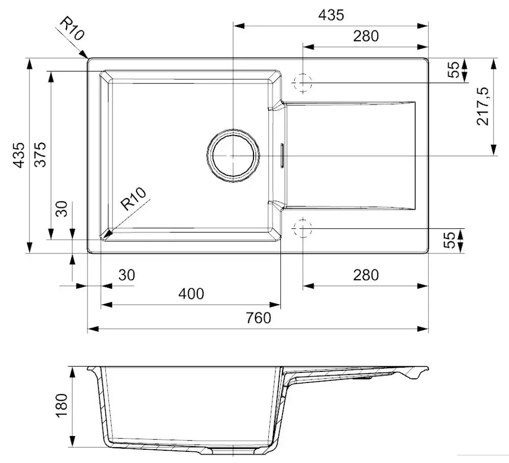 Chiuveta Reginox Amsterdam 43 R33494 (Grey Silvery)