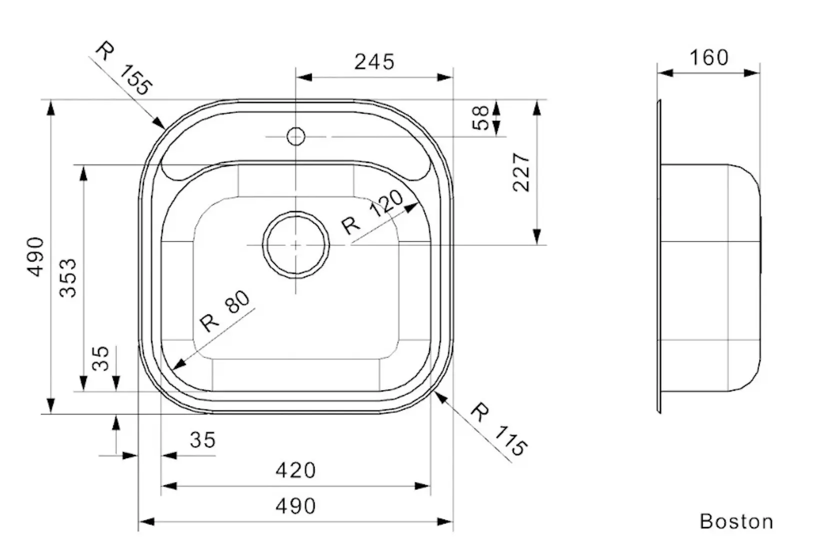 Chiuveta Reginox Boston R16589 (Inox)