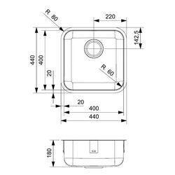 Chiuveta Reginox IB 4040 316 KG-CC R23228 (Inox) Thumb