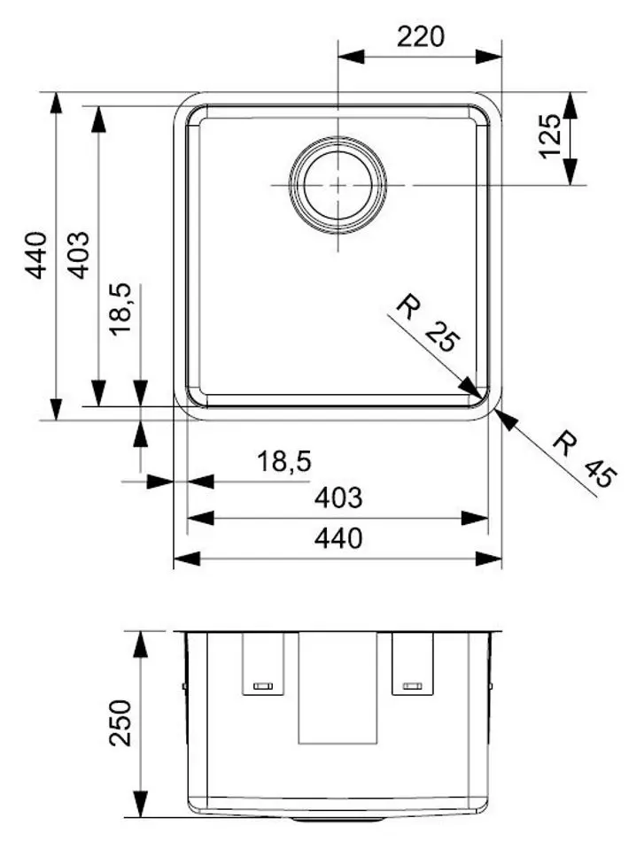 Chiuveta Reginox Kansas 40x40 KG-CC R23617 (Inox)