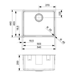 Кухонная мойка Reginox Kansas 50x40 KG-CC R23518 (Inox) Thumb