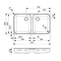 Chiuveta Reginox L18 35D40 VPVP R33814 (Inox) Thumb