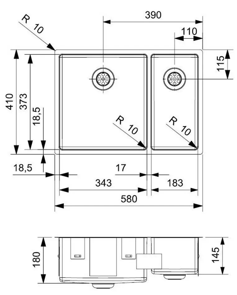 Кухонная мойка Reginox New Jersey 18x37+34x37 R33012 Left (Inox)