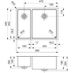 Chiuveta Reginox New York 18x40+34x40 R27844 (Inox) Thumb