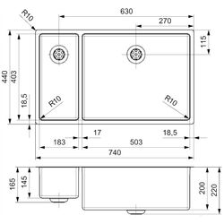 Chiuveta Reginox New York 18x40+50x40 R27790 (Inox) Thumb