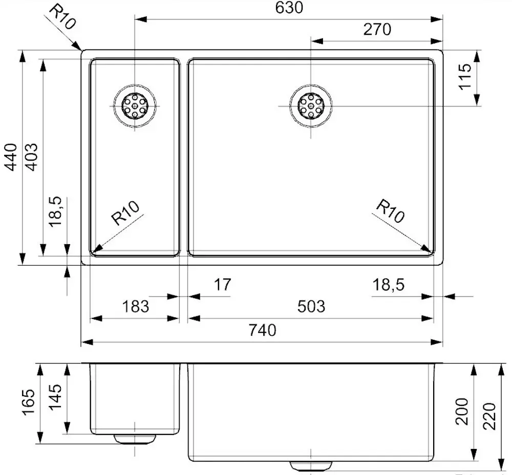 Chiuveta Reginox New York 18x40+50x40 R27790 (Inox)