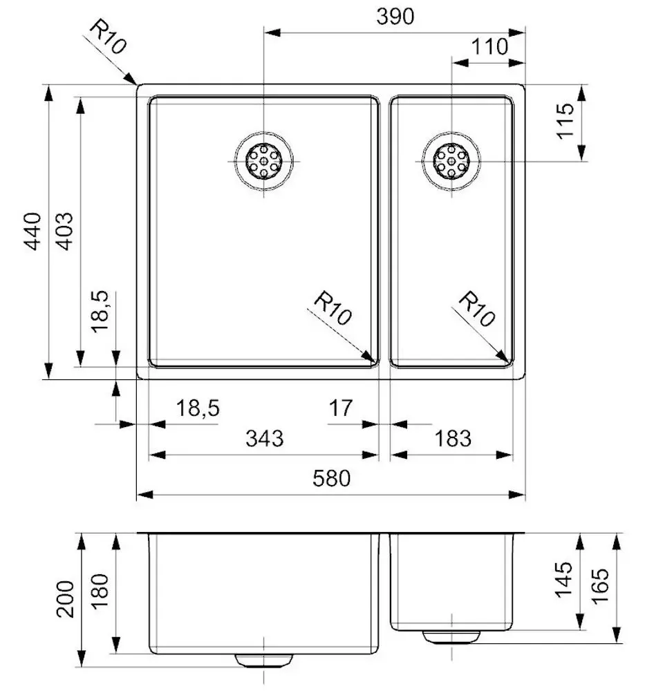 Chiuveta Reginox New York 34x40+18x40 R27806 (Inox)