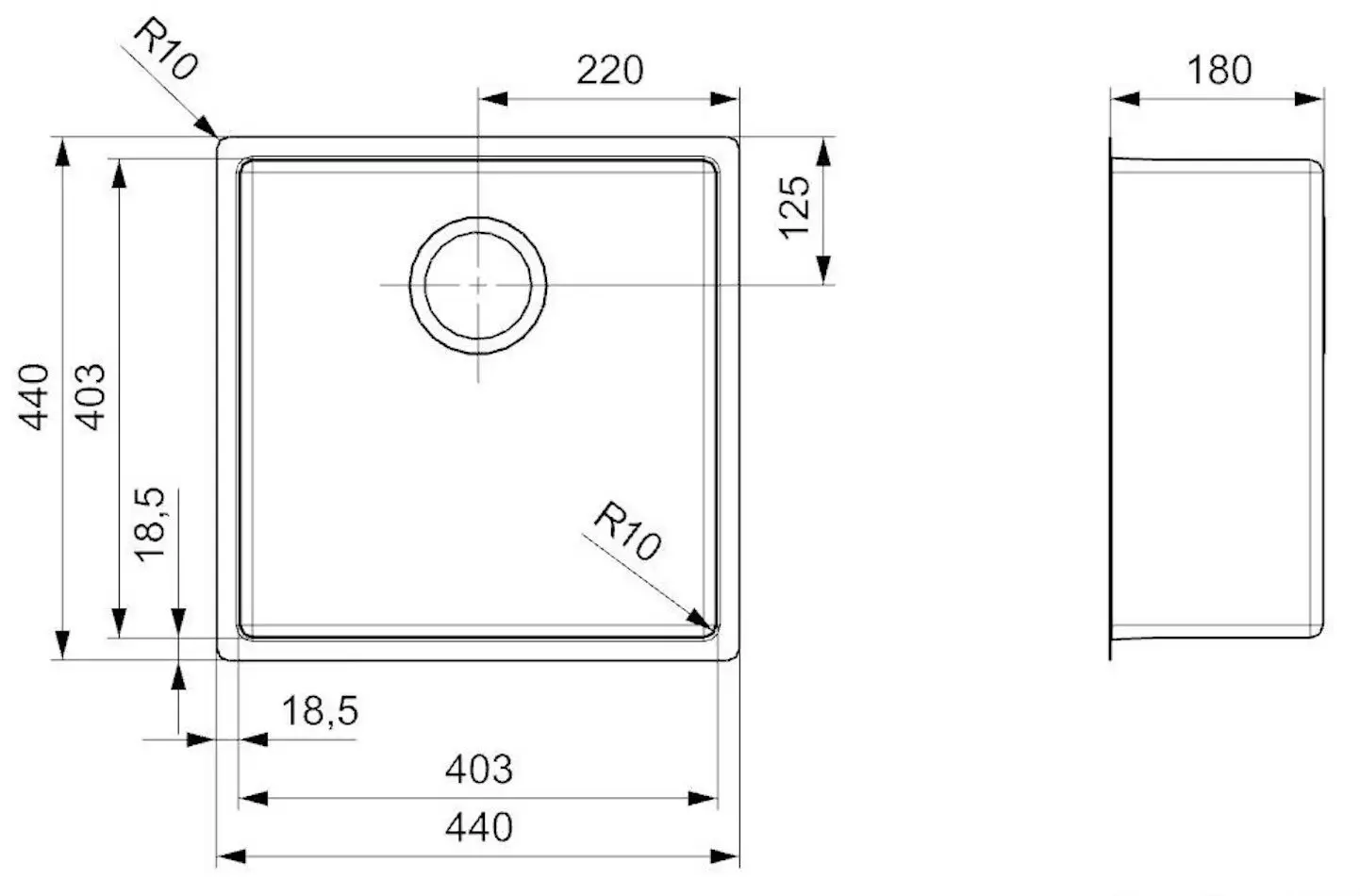 Chiuveta Reginox New York 40x40 KG-CC R34859 (Inox)