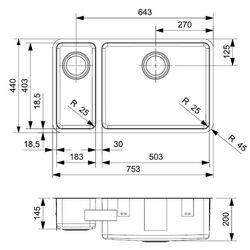 Кухонная мойка Reginox Ohio 18x40+50x40 R15704 (Inox) Thumb