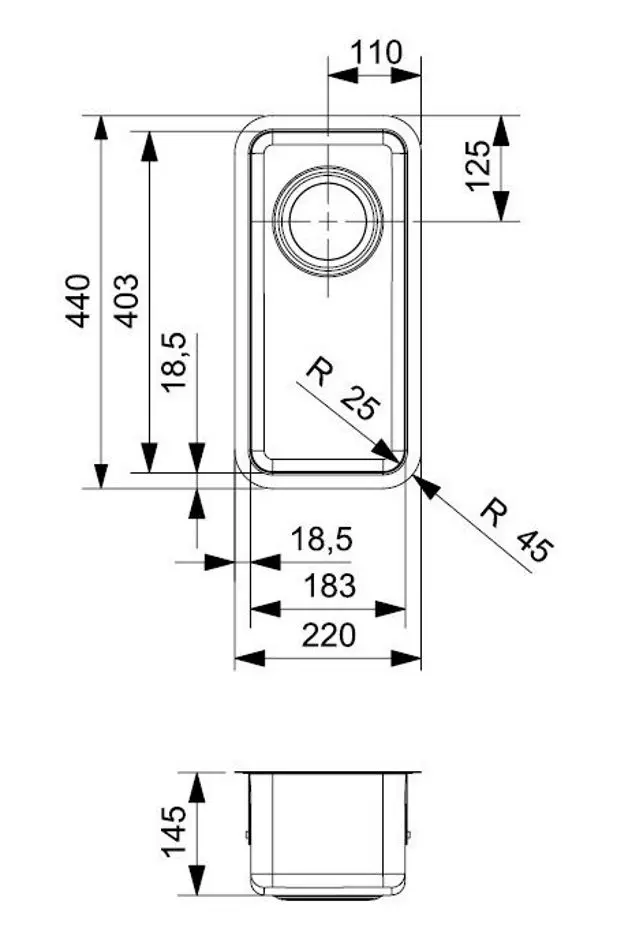 Chiuveta Reginox Ohio 18x40 R17579 (Inox)