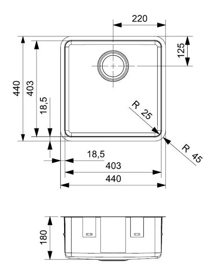 Chiuveta Reginox Ohio 40x40 R15957 (Inox)