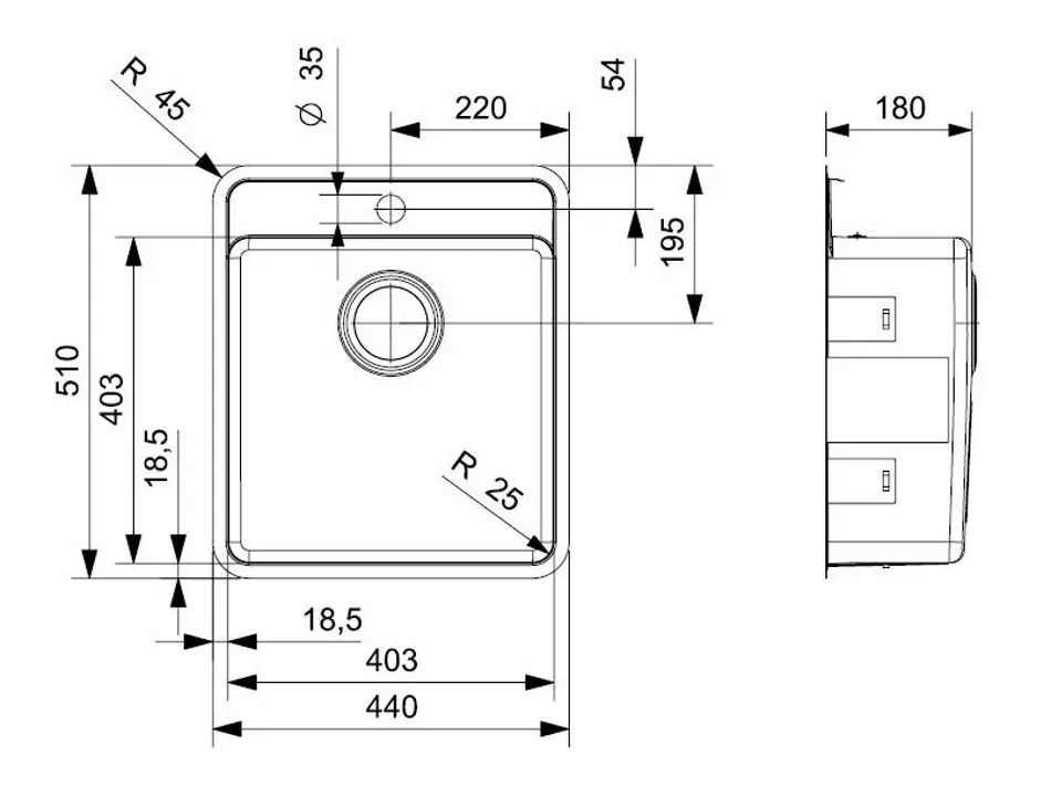Chiuveta Reginox Ohio 40x40 Tapwing R15803 (Inox)