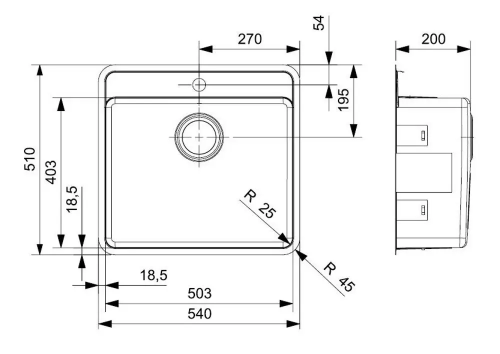 Chiuveta Reginox Ohio 50x40 Tapwing R15698 (Inox)