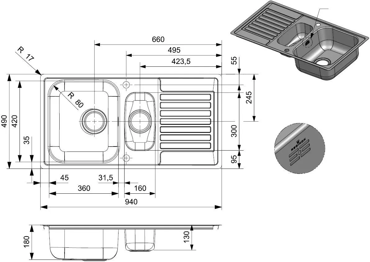 Мойка Reginox Centurio 1.5 KGOKG R30387 (Stainless Steel)
