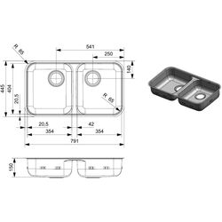 Chiuveta Reginox L18 35D40 KGKG CC R34989 (Inox) Thumb