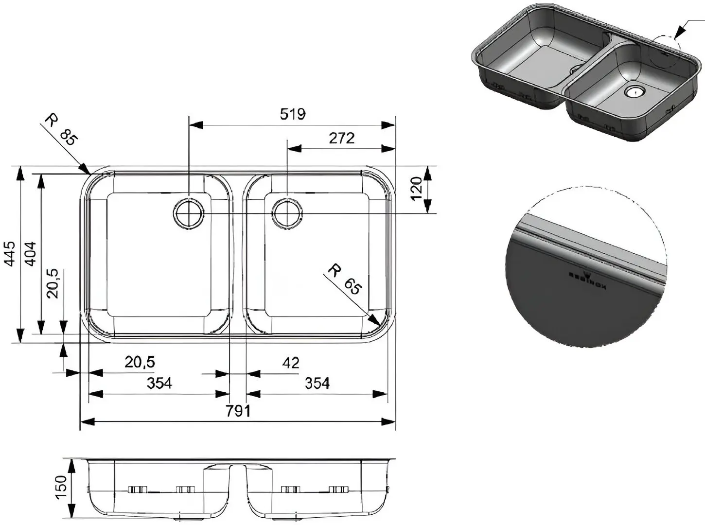 Chiuveta Reginox L18 35D40 VPVP R14646 (Inox)