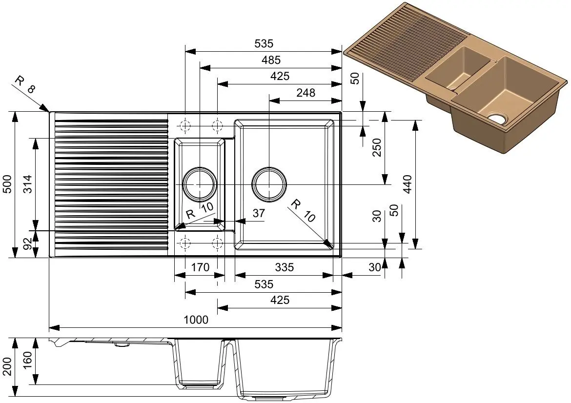 Мойка Reginox Paris 15 R36983 (Caffe Silvery)