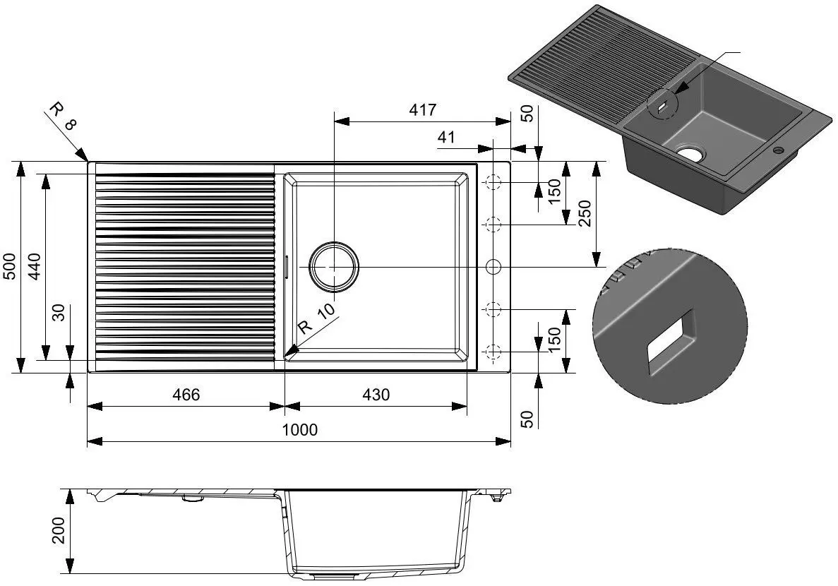Chiuveta Reginox Paris 430 R36891 (Grey Silvery)