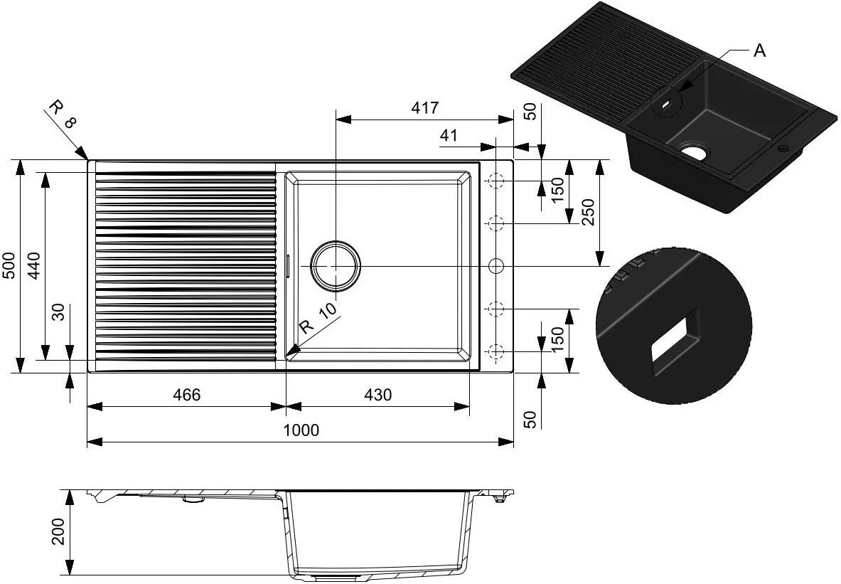 Мойка Reginox Paris 430 R36907 (Pure Black)