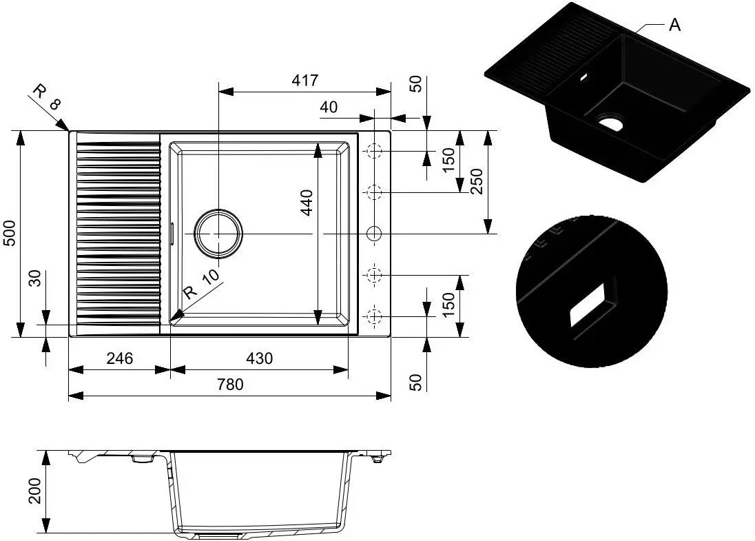 Chiuveta Reginox Paris 78 R36860 (Black Silvery)