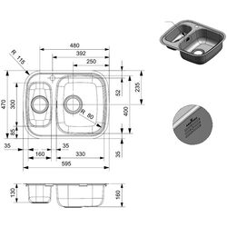 Chiuveta Reginox Queen 60 (L) KGOKG R17074 (Stainless Steel) Thumb