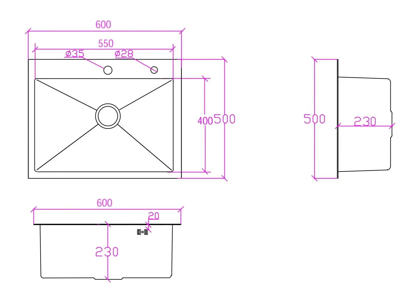 Кухонная мойка Sandonna HD6050 (Gold) - 3