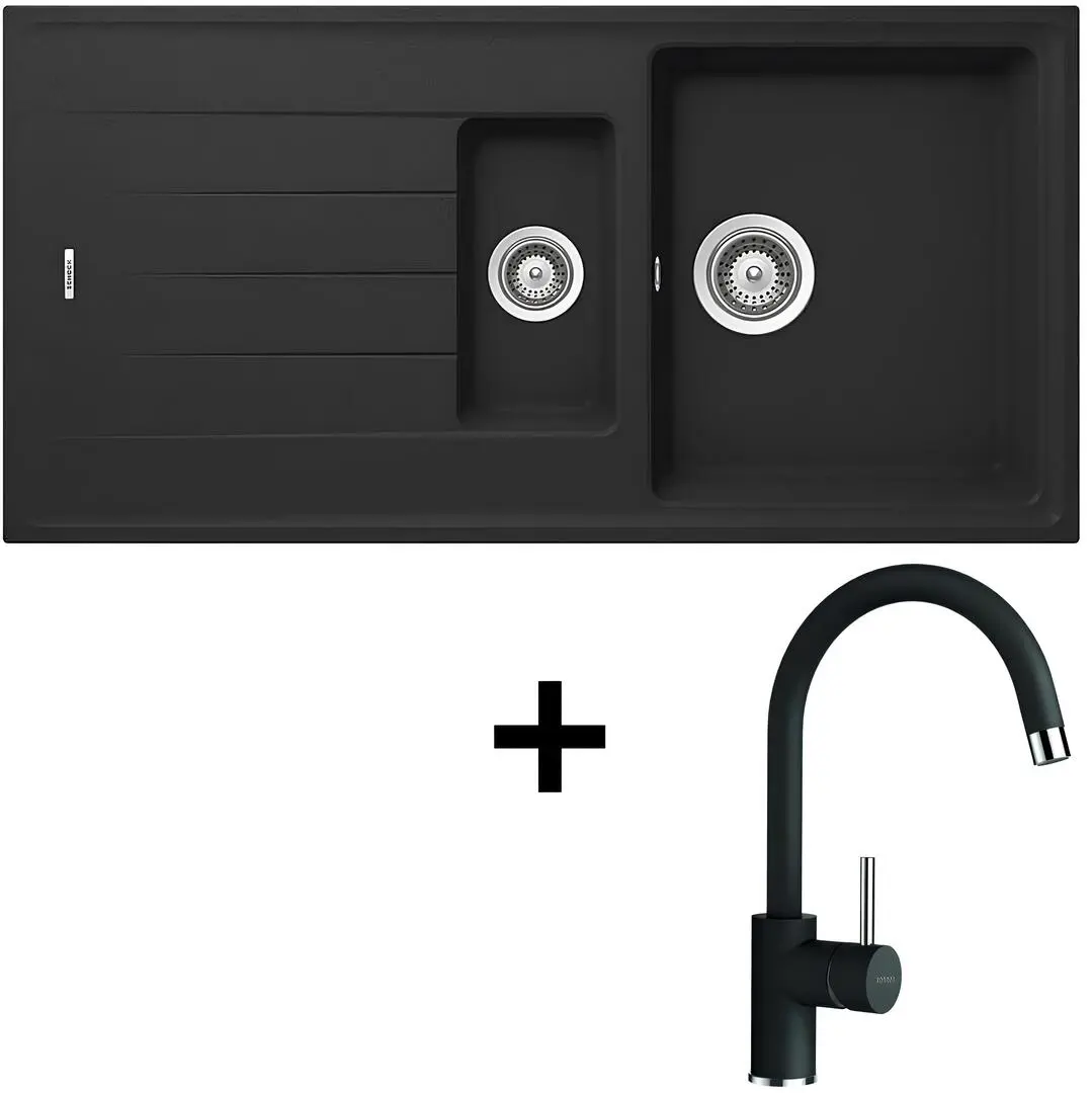 Chiuveta Schock Element D-150 Sabbia + Plutos (Onyx Black)