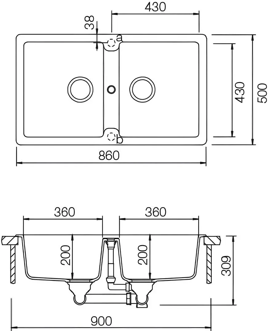 Chiuveta Schock Element N-200 + Plutos (Onyx Black)
