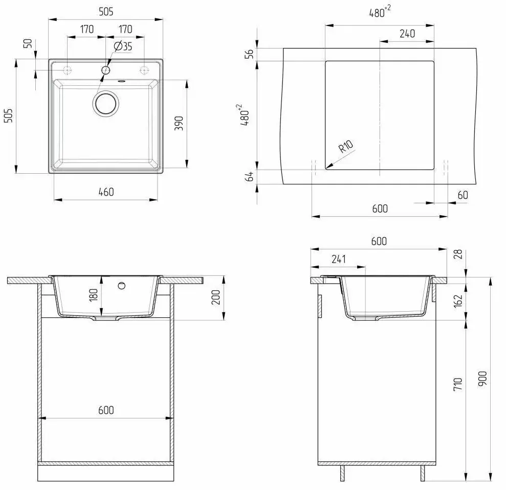 Chiuveta Ulgran Quartz Forte 505-04 (Platina) - 4