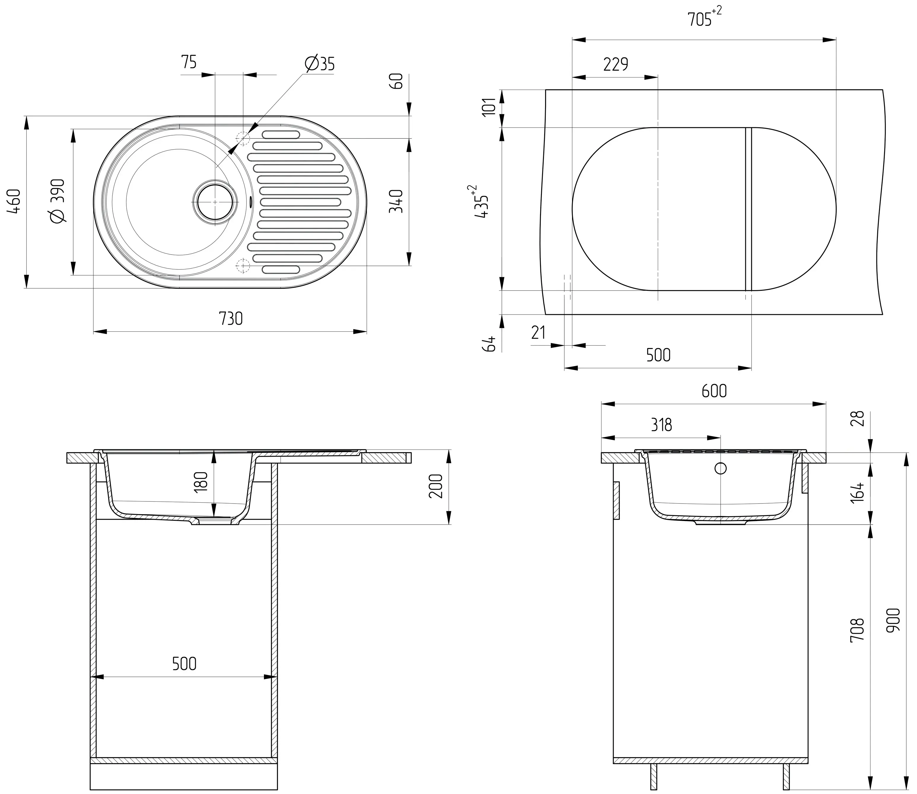 Chiuveta Ulgran U-107-308 (Black)