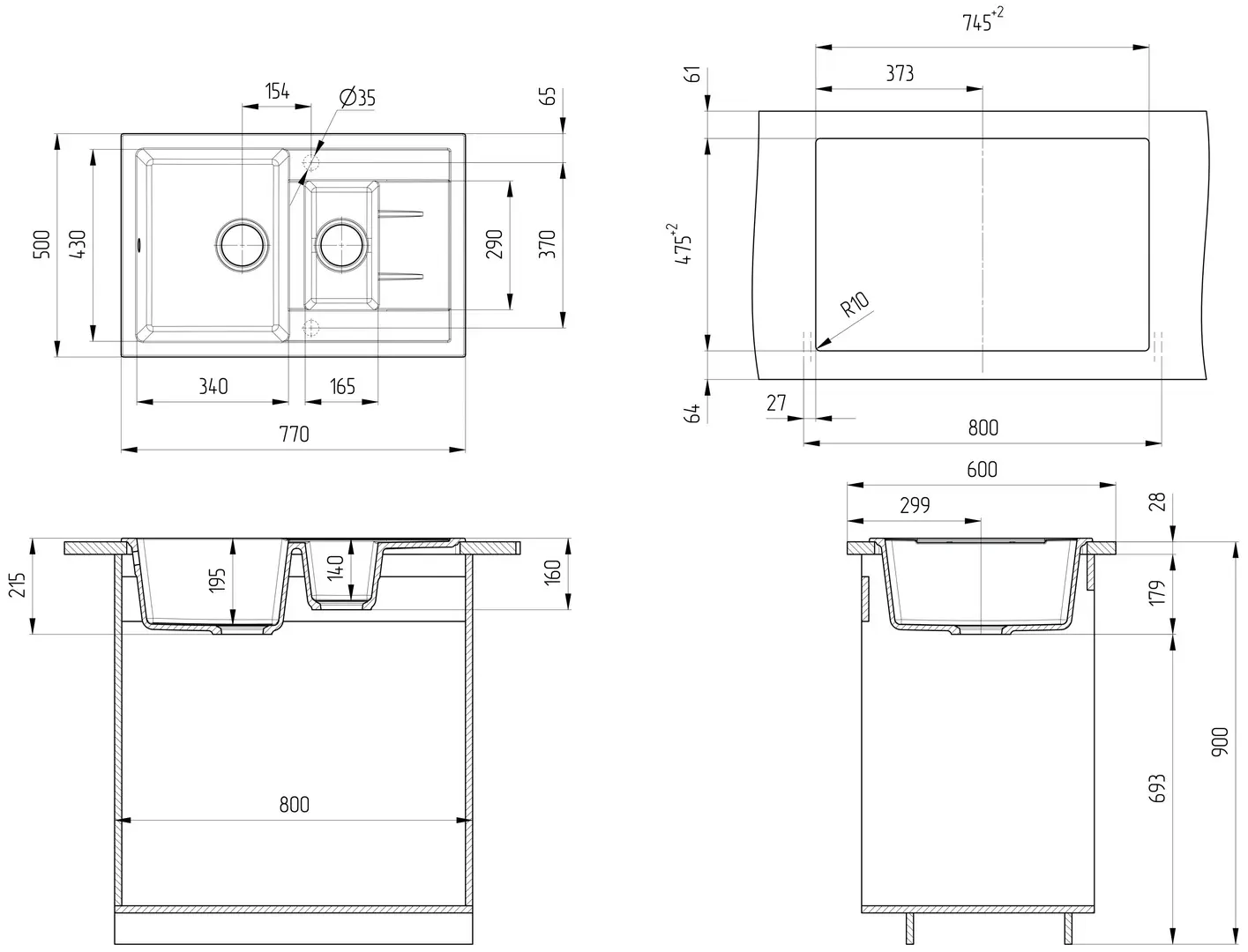 Мойка Ulgran U-205 (Beige)