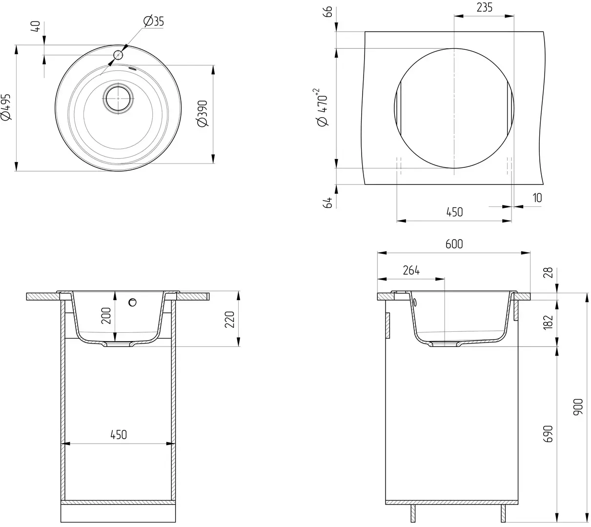 Chiuveta Ulgran U-405 (Black)