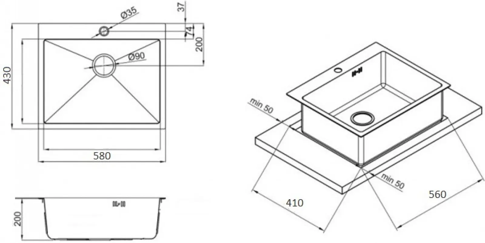 Chiuveta Zerix ZH 5843 (Inox Satin)