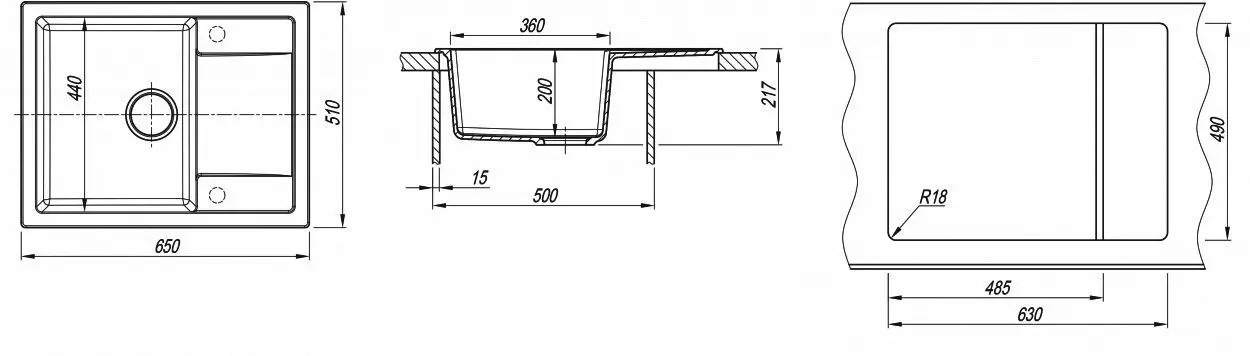 Chiuveta Dr.Gans Tehno 650 (Black) - 2