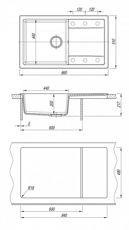 Chiuveta Dr.Gans Tehno 860 (Black) - 2