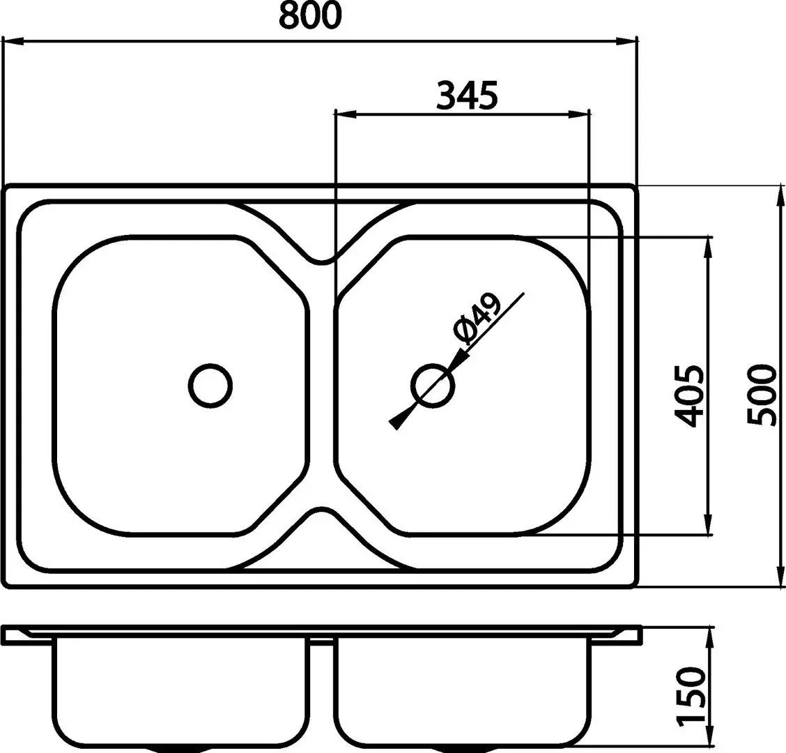 Chiuveta Ferro DR50/80.H (Inox)